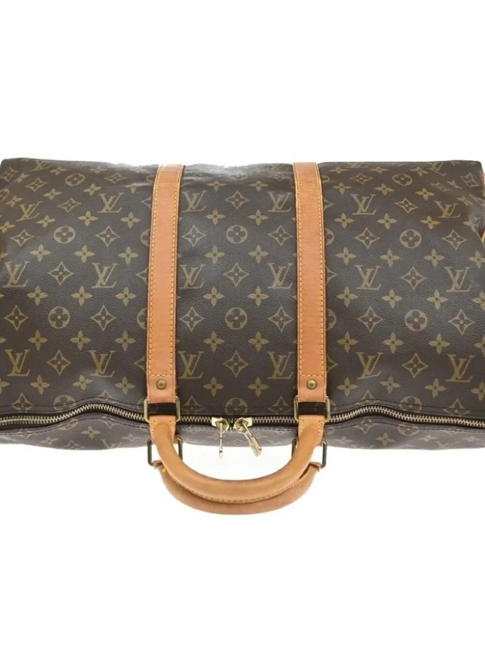 LOUIS VUITTON Keepall 50 Travel Hand Bag Monogram Leather Brown